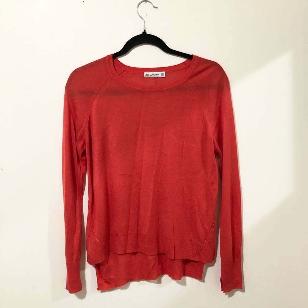 ❤️Zara Knit Long Sleeve Women’s Top Red/Coral Size S